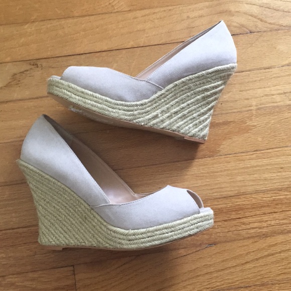Colin Stuart Peep Toe Platform Jute Wedge Heels - Picture 5 of 8